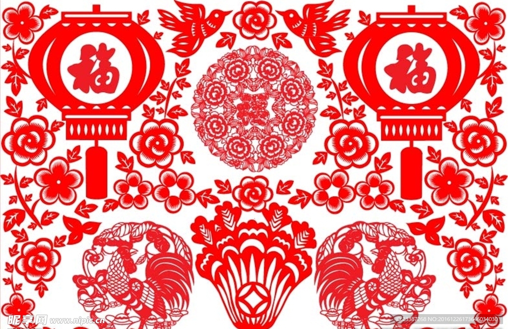 福鸡剪纸设计图__传统文化_文化艺术_设计图库