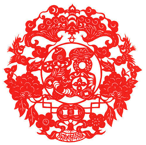 福在眼前剪纸设计图_传统剪纸_传统文化_文化艺术_设计图库