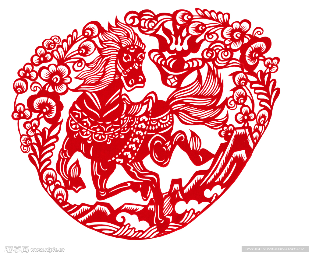 剪纸马设计图__传统文化_文化艺术_设计图库